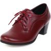 imageSHEMEE Womens Chunky Mid Heels Oxfords Vintage Round Square Toe Block Heeled Brogues Lace Up Work Offic Dress ShoesBurgundy