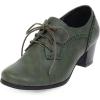 imageSHEMEE Womens Chunky Mid Heels Oxfords Vintage Round Square Toe Block Heeled Brogues Lace Up Work Offic Dress ShoesGreen