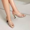 imageSHEMEE Mesh Mule Heels for Women Square Open Toe Stiletto High Heels Mules Heeled Sandals Slides Party Queen Mules Club Wedding Dress ShoesApricot