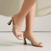 imageSHEMEE Mesh Mule Heels for Women Square Open Toe Stiletto High Heels Mules Heeled Sandals Slides Party Queen Mules Club Wedding Dress ShoesApricot