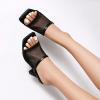 imageSHEMEE Mesh Mule Heels for Women Square Open Toe Stiletto High Heels Mules Heeled Sandals Slides Party Queen Mules Club Wedding Dress ShoesBlack