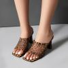 imageSHEMEE Mesh Mule Heels for Women Square Open Toe Stiletto High Heels Mules Heeled Sandals Slides Party Queen Mules Club Wedding Dress ShoesLeopard Brown