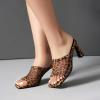imageSHEMEE Mesh Mule Heels for Women Square Open Toe Stiletto High Heels Mules Heeled Sandals Slides Party Queen Mules Club Wedding Dress ShoesLeopard Brown