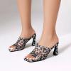 imageSHEMEE Mesh Mule Heels for Women Square Open Toe Stiletto High Heels Mules Heeled Sandals Slides Party Queen Mules Club Wedding Dress ShoesLeopard Grey