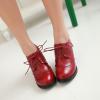imageSHEMEE Retro Wingtip Oxfords for Women Chunky Block Heels Brogues Saddle Shoes Round Toe Lace Up Pumps Thick High Heeled BootiesBurgundy