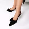imageSHEMEE Women Kitten Heels Slingback Pumps Comfort Low Heels Closed Pointy Toe Pumps Black Faux Suede Stiletto Sandals Buckless Fashion Elegant Party Dress Commuting ShoesBlack Bow
