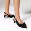 imageSHEMEE Women Kitten Heels Slingback Pumps Comfort Low Heels Closed Pointy Toe Pumps Black Faux Suede Stiletto Sandals Buckless Fashion Elegant Party Dress Commuting ShoesBlack Bow