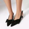 imageSHEMEE Women Kitten Heels Slingback Pumps Comfort Low Heels Closed Pointy Toe Pumps Black Faux Suede Stiletto Sandals Buckless Fashion Elegant Party Dress Commuting ShoesBlack Bow