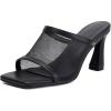 imageSHEMEE Mesh Mule Heels for Women Square Open Toe Stiletto High Heels Mules Heeled Sandals Slides Party Queen Mules Club Wedding Dress ShoesBlack