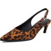 imageSHEMEE Women Kitten Heels Slingback Pumps Comfort Low Heels Closed Pointy Toe Pumps Black Faux Suede Stiletto Sandals Buckless Fashion Elegant Party Dress Commuting ShoesBrown Leopard
