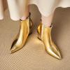 imageSHEMEE Fashion Metallic Boots for Women Wedge Heels Ankle Booties Sexy Pointy Toe High Heels ZipUp Wedding Party Dress ShoesGold Side Zip
