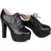 imageSHEMEE Womens Block Heel Platform Lace Up Pumps Oxford High Heels Ankle Booties Brogue Wingtip Vintage Dress ShoesBlack