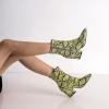 imageSHEMEE Womens Snakeskin Chunky High Heels Booties Pointed Toe Block Heel Snake Print Side Zipper Ankle Boots Fashion Dress ShoesBright Green Snake
