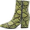 imageSHEMEE Womens Snakeskin Chunky High Heels Booties Pointed Toe Block Heel Snake Print Side Zipper Ankle Boots Fashion Dress ShoesBright Green Snake