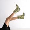 imageSHEMEE Womens Snakeskin Chunky High Heels Booties Pointed Toe Block Heel Snake Print Side Zipper Ankle Boots Fashion Dress ShoesBright Green Snake