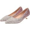 imageSHEMEE Womens Sequin Kitten Heel Wedding Pumps Pointed Toe Sparkly Party Wear Glitter Bridal ShoesPink