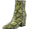 imageSHEMEE Womens Snakeskin Chunky High Heels Booties Pointed Toe Block Heel Snake Print Side Zipper Ankle Boots Fashion Dress ShoesBright Green Snake