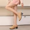 imageSHEMEE Womens Block Heels Oxfords Lace Up Brogues Faux Suede Chunky Heel Oxford Pumps Retro Victorian Laced Oxford Brogue Derby ShoesApricot