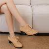 imageSHEMEE Womens Block Heels Oxfords Lace Up Brogues Faux Suede Chunky Heel Oxford Pumps Retro Victorian Laced Oxford Brogue Derby ShoesApricot