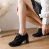 imageSHEMEE Womens Block Heels Oxfords Lace Up Brogues Faux Suede Chunky Heel Oxford Pumps Retro Victorian Laced Oxford Brogue Derby ShoesBlack