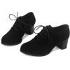 imageSHEMEE Womens Block Heels Oxfords Lace Up Brogues Faux Suede Chunky Heel Oxford Pumps Retro Victorian Laced Oxford Brogue Derby ShoesBlack