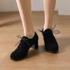 imageSHEMEE Womens Block Heels Oxfords Lace Up Brogues Faux Suede Chunky Heel Oxford Pumps Retro Victorian Laced Oxford Brogue Derby ShoesBlack