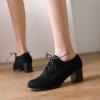 imageSHEMEE Womens Block Heels Oxfords Lace Up Brogues Faux Suede Chunky Heel Oxford Pumps Retro Victorian Laced Oxford Brogue Derby ShoesBlack