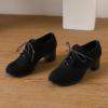 imageSHEMEE Womens Block Heels Oxfords Lace Up Brogues Faux Suede Chunky Heel Oxford Pumps Retro Victorian Laced Oxford Brogue Derby ShoesBlack