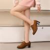 imageSHEMEE Womens Block Heels Oxfords Lace Up Brogues Faux Suede Chunky Heel Oxford Pumps Retro Victorian Laced Oxford Brogue Derby ShoesBrown