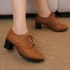 imageSHEMEE Womens Block Heels Oxfords Lace Up Brogues Faux Suede Chunky Heel Oxford Pumps Retro Victorian Laced Oxford Brogue Derby ShoesBrown