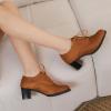 imageSHEMEE Womens Block Heels Oxfords Lace Up Brogues Faux Suede Chunky Heel Oxford Pumps Retro Victorian Laced Oxford Brogue Derby ShoesBrown