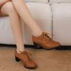 imageSHEMEE Womens Block Heels Oxfords Lace Up Brogues Faux Suede Chunky Heel Oxford Pumps Retro Victorian Laced Oxford Brogue Derby ShoesBrown
