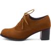 imageSHEMEE Womens Block Heels Oxfords Lace Up Brogues Faux Suede Chunky Heel Oxford Pumps Retro Victorian Laced Oxford Brogue Derby ShoesBrown