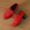imageSHEMEE Womens Block Heels Oxfords Lace Up Brogues Faux Suede Chunky Heel Oxford Pumps Retro Victorian Laced Oxford Brogue Derby ShoesRed