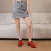 imageSHEMEE Womens Block Heels Oxfords Lace Up Brogues Faux Suede Chunky Heel Oxford Pumps Retro Victorian Laced Oxford Brogue Derby ShoesRed
