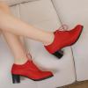 imageSHEMEE Womens Block Heels Oxfords Lace Up Brogues Faux Suede Chunky Heel Oxford Pumps Retro Victorian Laced Oxford Brogue Derby ShoesRed