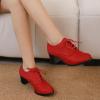 imageSHEMEE Womens Block Heels Oxfords Lace Up Brogues Faux Suede Chunky Heel Oxford Pumps Retro Victorian Laced Oxford Brogue Derby ShoesRed