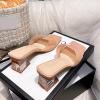 imageSHEMEE Womens Clear Heels Mule Sandals Chunky Block Heels Square Open Toe Transparent Slip on Dress Heel Sandals Nightclub Party ShoesPink