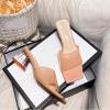 imageSHEMEE Womens Clear Heels Mule Sandals Chunky Block Heels Square Open Toe Transparent Slip on Dress Heel Sandals Nightclub Party ShoesPink
