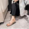 imageSHEMEE Womens Clear Heels Mule Sandals Chunky Block Heels Square Open Toe Transparent Slip on Dress Heel Sandals Nightclub Party ShoesSilver