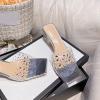 imageSHEMEE Womens Clear Heels Mule Sandals Chunky Block Heels Square Open Toe Transparent Slip on Dress Heel Sandals Nightclub Party ShoesSilver