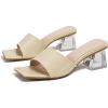 imageSHEMEE Womens Clear Heels Mule Sandals Chunky Block Heels Square Open Toe Transparent Slip on Dress Heel Sandals Nightclub Party ShoesApricot