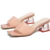 imageSHEMEE Womens Clear Heels Mule Sandals Chunky Block Heels Square Open Toe Transparent Slip on Dress Heel Sandals Nightclub Party ShoesPink