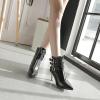 imageSHEMEE Womens Stiletto Heels Ankle Boots Pointed Toe Zipper Heeled Booties Buckle Strap Decoration Dress Jeans BootsBlack 2