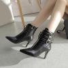 imageSHEMEE Womens Stiletto Heels Ankle Boots Pointed Toe Zipper Heeled Booties Buckle Strap Decoration Dress Jeans BootsBlack 2