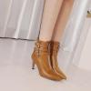 imageSHEMEE Womens Stiletto Heels Ankle Boots Pointed Toe Zipper Heeled Booties Buckle Strap Decoration Dress Jeans BootsBrown