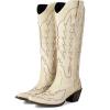 imageSHEMEE Embroidered Cowboy Boots for Women Knee High Western Cowgirl Boots Chunky Heels Fashion Retro KneeHigh Tall Boot Almond Round Toe Slip On Country ShoesBeige