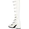 imageSHEMEE Womens Gothic Lolita Boots Knee High Chunky Block Heels Mary Janes Square Toe Y2K Buckles Strap Combat Moto Boots Back Zip Open Front Punk Cosplay ShoesWhite