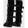 imageSHEMEE Womens Medieval Renaissance Knee High Boots Punk Flats Low Heels Slouchy Boots Multi Buckles Straps Wide Calf Biker Riding Tall Boot Round Toe Gothic Motorcycle Rave ShoesBlack