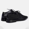 imageSHEMEE Womens Mesh Oxford Flats Lace Up Ballet Flat Pointy Toe Fishnet Ballerina Flats Chunky Low Heels Derby Shoes Trendy Casual Daily Dress ShoeBlack